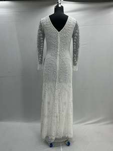 Robe de cocktail d'été antistatique pleine longueur pour dames élégantes perles brodées en poly-maille respirantes pour soirée - Product Image 3