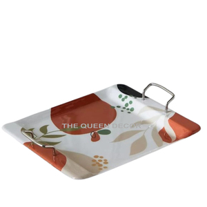 Estilo moderno Aluminio Metal Forma redonda Plateado Juegos de 4 Bandeja decorativa creativa hecha a mano - Product Image 6