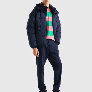 Veste d'hiver rembourrée en duvet de haute qualité sur mesure, veste zippée vintage, veste gonflée en duvet moelleux pour homme - Product Image 3