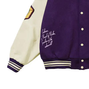 Chaqueta con letras de béisbol Vintage personalizada para hombre, estilo callejero de lana con cuello levantado, logotipo de cuero liso, bordado de chenilla - Product Image 4
