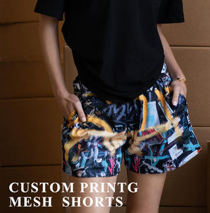 ใหม่สองชั้นระเหิดธรรมดา 100% โพลีเอสเตอร์ Street สวมใส่ชุด 5 นิ้ว Inseam ยิมว่างเปล่าบาสเกตบอลที่กําหนดเองตาข่ายกางเกงขาสั้น - Product Image 4