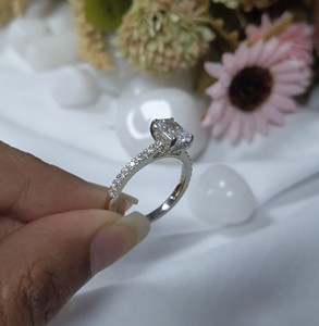 Radiant Cut Lab Grown 1 Ct Diamond Certified Bridal <b>Set</b> Engagement Wedding <b>Ring</b> Women Solid 14K White Gold Premium - Product Image 4