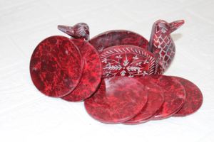 Ensemble de 4 dessous-de-verre en marbre rouge de 4 pouces, faits à la main, en forme de canard, pour la décoration de table de restaurant et de maison - Product Image 2