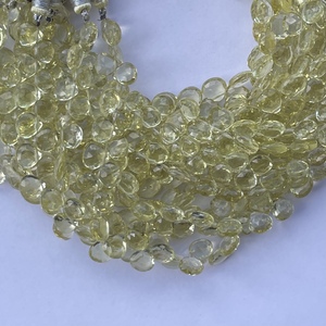 Cuentas de Cuarzo Limón Natural de 8mm 10mm 12mm, Forma de Corazón, Facetadas, Tipo Briolette, para Fabricación de Joyas, Collares y Pulseras, Último Modelo - Product Image 4