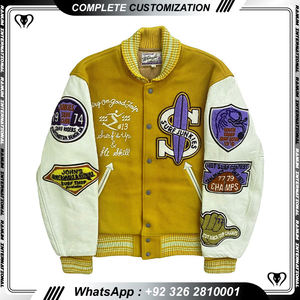 Logo personnalisé hommes en cuir Baseball Letterman Varsity vestes col montant polaire hiver OEM Service - Product Image 2