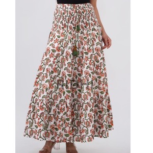 Para Mango Tango 100% algodón puro Mujer Boho Falda larga bloque de mano impreso Casual ligero verano desgaste hecho a mano moda - Product Image 6