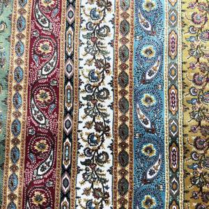 Tapis vintage de grande taille 6,4 x 9,9 pieds, tapis turc en soie Ikat bleu et rouge - Product Image 5