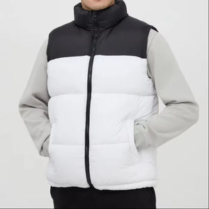 Veste matelassée à demi-manches tendance pour homme, col montant personnalisé, fermeture éclair, bomber streetwear - Product Image 2