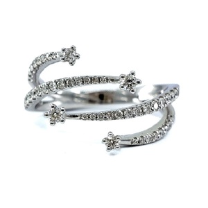 Decorative Meteor Modern Logo Style Cluster Diamond Pave Setting 18k White Gold Wedding Engagement Bands for Anniversary Party - Product Image 1