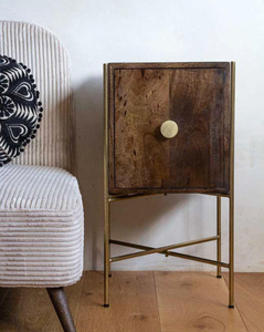 Modern Retro Mango Wood Bedside <b>Table</b> Rustic Bedroom Nightstand <b>With</b> Storage Design For Home Furniture <b>Stools</b> & Ottomans - Product Image 4
