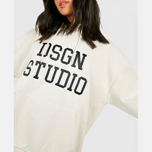 Conjuntos personalizados de dos piezas para mujer, sudadera de gran tamaño de lana de manga larga, Sudadera con cuello redondo y pantalón para correr - Product Image 2