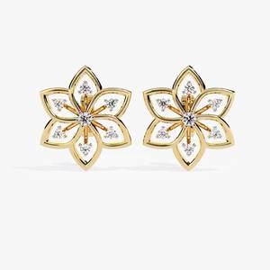 Pendientes de aro de nuevo estilo, aros para mujer, moda para mujer, 14K 18K 22K, joyería de plata de ley 925, Diamante de corte princesa - Product Image 3