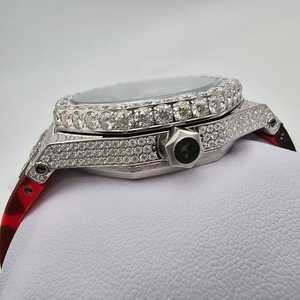 Automático Diver Hombres Lujo Redondo Analógico Dial Reloj Acero Inoxidable Moissanite Diamante Corte Goma Banda 22mm Iced Hip Hop Estilo - Product Image 3