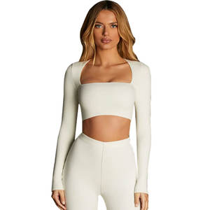 Camiseta de Yoga de manga larga transpirable personalizada para mujer, camiseta de entrenamiento de compresión estampada ajustada para correr, entrenamiento, técnicas lavadas - Product Image 1