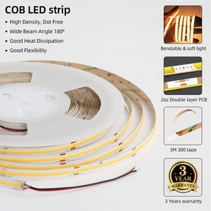Tira de LED COB Raymates UL 3000K de Iluminación Uniforme de 24 V, 480 LED, 8 mm, Blanca, Perfil de Tira de LED ODM OEM para Centros Comerciales - Product Image 4