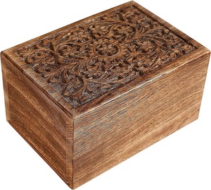 Urna Floral tallada a mano de palisandro, urna conmemorativa de cremación - Product Image 5