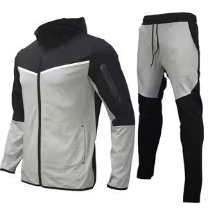 Chándal polar con logotipo personalizado para hombre, sudadera con cremallera completa, pantalones de chándal para correr, chándales para hombre, conjuntos de ropa de calle, chándal de talla grande para hombre - Product Image 4