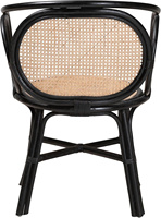 Silla de Comedor Moderna de Ratán Natural Baxton Studio Palesa, Negra, para Hogar, Oficina y Baño, Talla Única