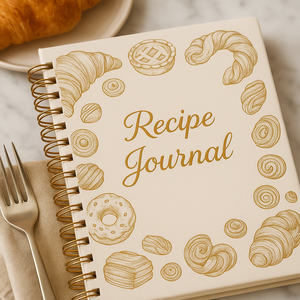 LABON Journal de recettes de pâtisserie française A5 cahier de cuisson à spirale avec couverture en feuille d'or <span class=keywords><strong>Croissant</strong></span> Donut Dessert Sketch Design - Product Image 3
