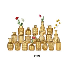 10 Pcs Gold Medium Crystal Modern <b>Glass</b> <b>Vase</b> for Wedding Table Decor Home & Office Living Room Decor - Product Image 1