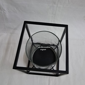 Portavelas de Cristal Minimalista Personalizado Ecológico en Forma de Cubo de Acero Inoxidable, Frasco Transparente para Mesa, Bodas, Fiestas, Navidad - Product Image 4