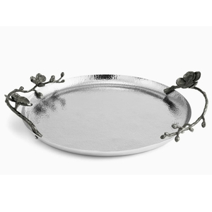 Nouveau plateau brillant poli de forme carrée décoratif en acier inoxydable de luxe avec poignées de fleur en laiton - Product Image 5