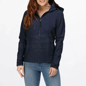 Veste souple respirante à col haut et fermeture éclair pour femmes résistante à l'eau avec traitement fini avec logo personnalisé - Product Image 2