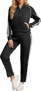 Conjunto Deportivo Personalizado para Mujer con Cremallera y Logotipo Personalizado, Conjuntos Deportivos de Algodón, Pantalones Largos, Conjuntos de Dos Piezas para Mujer - Product Image 2