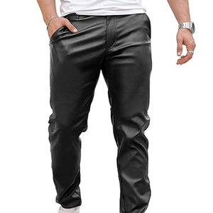 กางเกงหนังแกะนุ่มเบาสบายสำหรับผู้ชาย ดีไซน์ล่าสุด พร้อมบริการสกรีนโลโก้ตามสั่ง ทรงตรง เอวกลาง รับผลิตแบบ OEM - Product Image 1