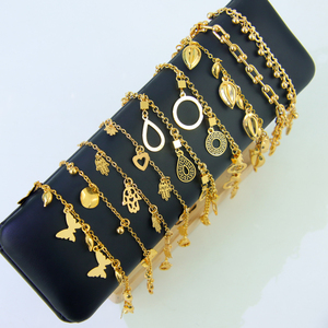 Wholesale Fashion Design 21k Gold Waterproof Anklets Custom Various Styles Brass Adjustable Women Anklets for <b>Gift</b> - Product Image 1