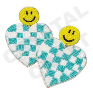 Pendientes de cuentas de Mardi Gras para mujer Color patriótico naranja blanco azul para boda o día conmemorativo - Product Image 5