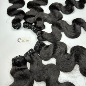 100% Extensions de cheveux humains Remy vietnamiens crus de haute qualité couleur naturelle corps ondulé 12-26 pouces pleine cuticule alignée Double trame - Product Image 1