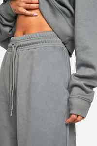 Novedad de 2025, pantalones de chándal de poliéster/algodón para mujer, cintura elástica, logotipo serigrafiado personalizado, forro polar de peso pesado, acampanado sólido - Product Image 4