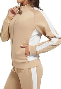 Ensemble de survêtement de gymnastique d'entraînement de gymnastique de jogging décontracté pour femmes à manches longues tenue zippée complète avec poches 2 pièces - Product Image 6