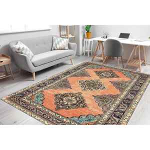 Tapis au design vintage, tapis orange, tapis à motif floral vintage, tapis gobelin - Product Image 1