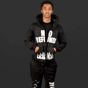 Survêtement Haute Qualité French Terry broderie Pantalons De Survêtement Et Sweat À Capuche Jogger Ensemble zip up Acid Wash Sun Faded Survêtement Pour Hommes - Product Image 4