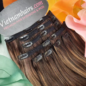 2025 meilleure qualité vietnamien vierge pleine cuticule Clip-in Machine Double trame extensions de cheveux humains prix de gros pour l'exportation - Product Image 1