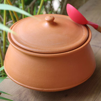 Pot à Biryani Classique en Terre Cuite Écologique, Ustensile de Cuisson en Céramique de 4 Litres Grande Capacité pour Usage Domestique et Professionnel, Pré-assaisonné, Compatible Gaz