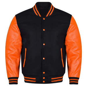 Veste universitaire Manches en cuir Corps en laine Style classique de lettreman Vêtement d'extérieur pour hommes et femmes Vente en gros - Product Image 5