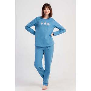 ชุดนอน KADIN 2IPLIK O YAKA UZUN KOL ETEGI OVAL CEPLI PIJAMA TAKIM - สีกรมท่า - สีกรมท่า - Product Image 1