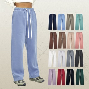Men's New Style <b>Baggy</b> Straight Leg Sweatpants 100% Cotton <b>Jogger</b> Custom Logo Woven Woolen Regular Canvas Fleece Woven Woolen - Product Image 1