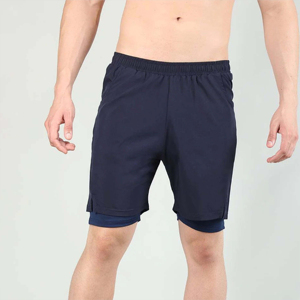 Short d'entraînement Premium 2-en-1 pour hommes Double couche confortable et durable pour les entraînements Vêtements décontractés Motif solide OEM écologique - Product Image 5