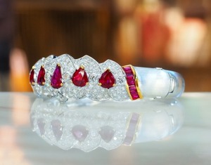 Pulsera de Rubí, brazalete de plata esterlina, pulsera de moissanita y diamante de Rubí, regalo de joyería personalizado para mujer - Product Image 2