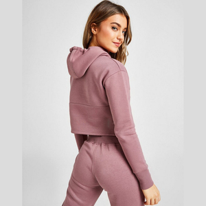 promotionTwo Piece Women Clothes Cotton Fitted Zipper Short Tracksuit Embroidery <b>Patch</b> Sweatsuits Cropped Hoodie - Product Image 5
