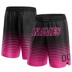 Industrie Direct Engro Sportswear ConfortableCustom Noir Violet-Rose Champignons Hallucination Authentique Basketball Shorts - Product Image 1