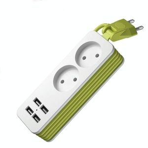 Portable <b>Power</b> Strip with 1/2 EU Plug and 4 <b>USB</b> Ports 1200W 250V 1.5m <b>Cable</b> for Travel Adapters - Product Image 1
