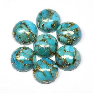 100% Blue Mohaveทองแดงเทอร์ควอยซ์ขนาดรอบสอบเทียบหลวมอัญมณี Cabochon แท้ขายในราคาไม่แพงจํานวนมาก OEM - Product Image 5