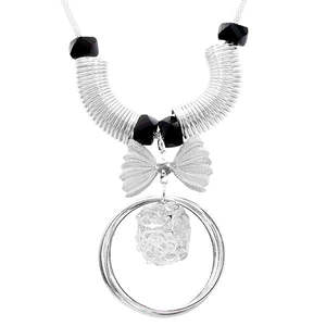 Collar de cuentas finas Urthn 1107715A con piedra de vidrio chapada en plata - Product Image 1