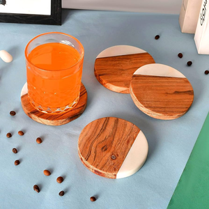Posavasos redondo de mármol y madera, soporte para taza de té, nuevo diseño, venta al por mayor, posavasos de madera para decoración de mesa y accesorios - Product Image 6