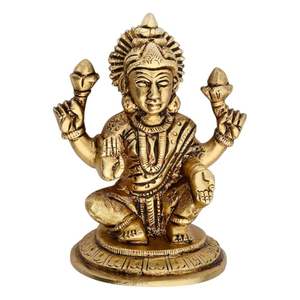 Acabado antiguo Laxmi sentado ídolo Murti Moorti estatua pulida estatuilla con impresión de huecograbado para el hogar Puja Mandir - Product Image 1